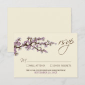 Cherry Blossoms RSVP Card (Lavendel) Karte (Vorne/Hinten)