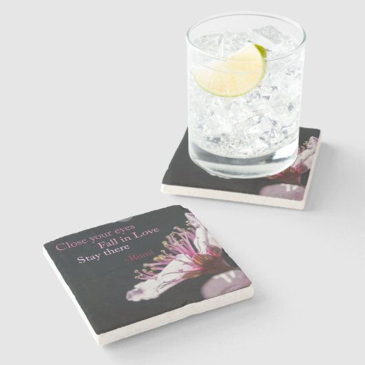 Cherry Blossoms Rumi Quote Steinuntersetzer (Seitenansicht)