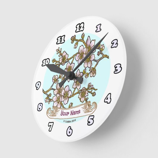 Cherry Blossoms Runde Wanduhr (Winkel)