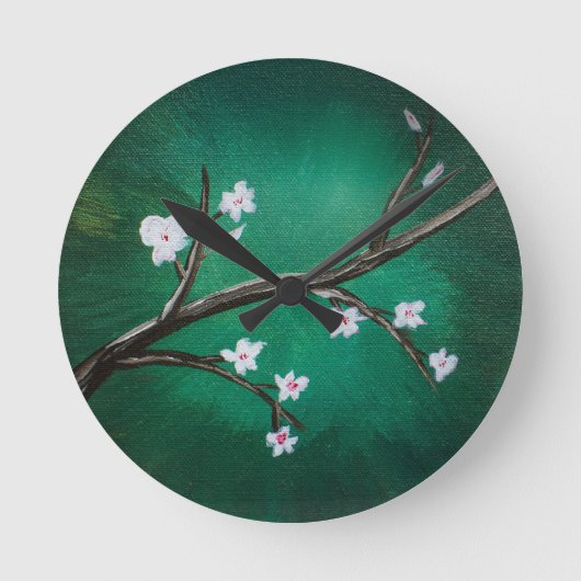 Cherry Blossoms Runde Wanduhr (Vorderseite)