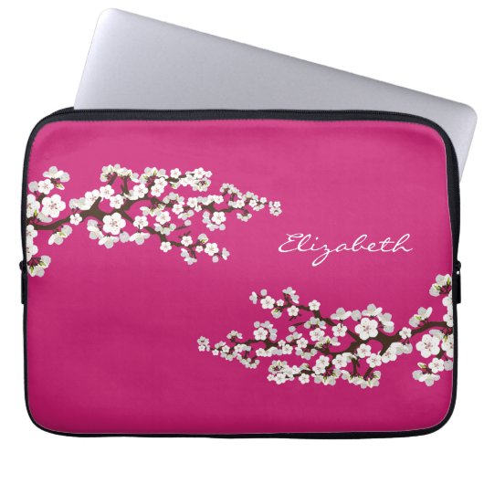 Cherry Blossoms Sakura Laptop Sleeve (Fuschia) (Vorderseite)