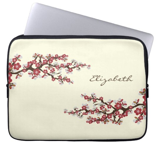 Cherry Blossoms Sakura Laptop Sleeve (rot) (Vorderseite)