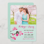 Cherry Blossoms Sakura Love Birnen Save the Date (Vorne/Hinten)