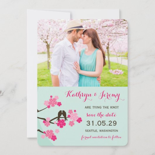 Cherry Blossoms Sakura Love Birnen Save the Date (Vorderseite)