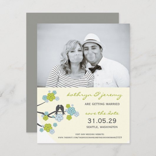 Cherry Blossoms Sakura Love Birnen Save the Date Einladung (Vorne/Hinten)