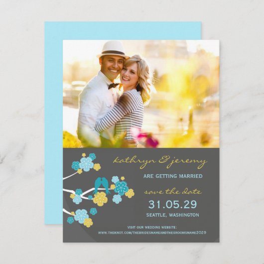 Cherry Blossoms Sakura Love Birnen Save the Date Einladung (Vorne/Hinten)