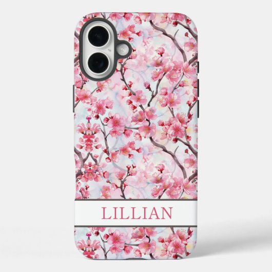 Cherry Blossoms Sakura Monogrammed Case-Mate iPhone Hülle (Rückseite)