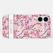 Cherry Blossoms Sakura Monogrammed Case-Mate iPhone Hülle (Rückseite (Horizontal))