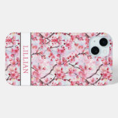 Cherry Blossoms Sakura Monogrammed Case-Mate iPhone Hülle (Rückseite (Horizontal))