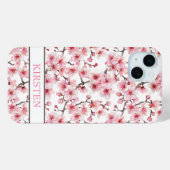 Cherry Blossoms Sakura Pattern Monogrammed Case-Mate iPhone Hülle (Rückseite (Horizontal))