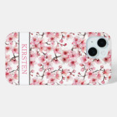 Cherry Blossoms Sakura Pattern Monogrammed Case-Mate iPhone Hülle (Rückseite (Horizontal))