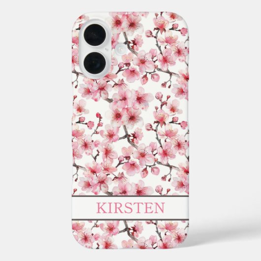 Cherry Blossoms Sakura Pattern Monogrammed Case-Mate iPhone Hülle (Rückseite)