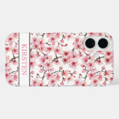 Cherry Blossoms Sakura Pattern Monogrammed Case-Mate iPhone Hülle (Rückseite (Horizontal))