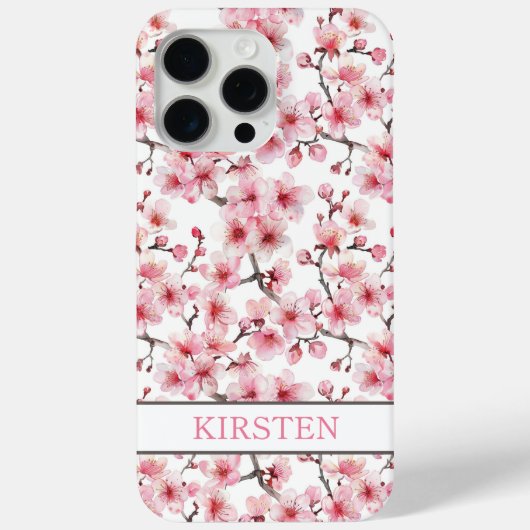 Cherry Blossoms Sakura Pattern Monogrammed Case-Mate iPhone Hülle (Rückseite)
