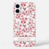 Cherry Blossoms Sakura Pattern Monogrammed Case-Mate iPhone Hülle (Rückseite)