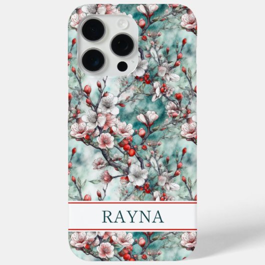 Cherry Blossoms Sakura Print Monogrammed Case-Mate iPhone Hülle (Rückseite)