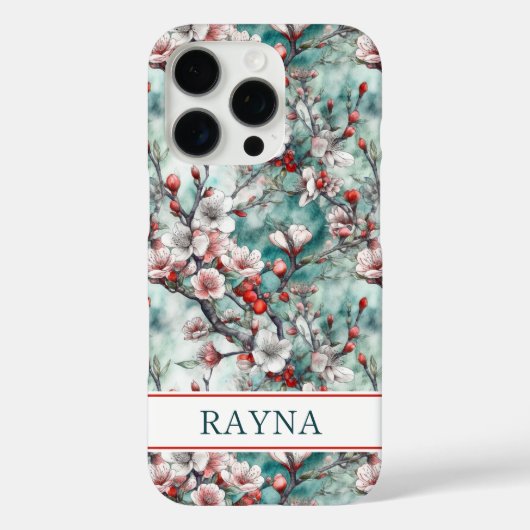 Cherry Blossoms Sakura Print Monogrammed Case-Mate iPhone Hülle (Rückseite)