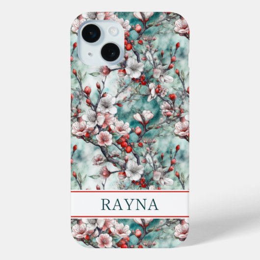 Cherry Blossoms Sakura Print Monogrammed Case-Mate iPhone Hülle (Rückseite)