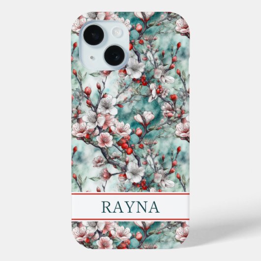 Cherry Blossoms Sakura Print Monogrammed Case-Mate iPhone Hülle (Rückseite)