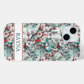 Cherry Blossoms Sakura Print Monogrammed Case-Mate iPhone Hülle (Rückseite (Horizontal))