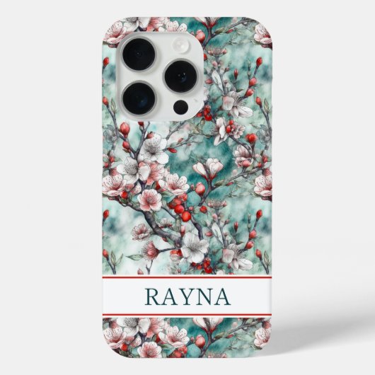 Cherry Blossoms Sakura Print Monogrammed Case-Mate iPhone Hülle (Rückseite)