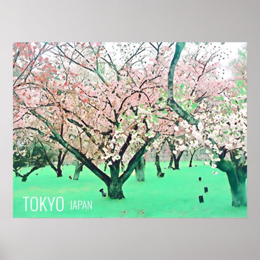 Cherry Blossoms Sakura Tokio Japan Reiseausdruck Poster (Vorne)