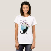 Cherry Blossoms SAKURA Vollmond Katze 3 T - Shirt (Vorne ganz)