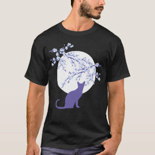 Cherry Blossoms SAKURA Vollmond Katze 3 T - Shirt