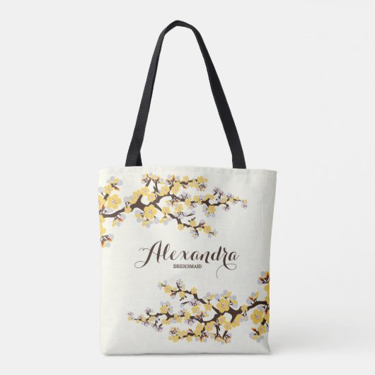 Cherry Blossoms Sakura Wedding Party Tasche (gelb) (Rückseite)