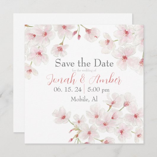 Cherry Blossoms Save The Date (Vorne/Hinten)