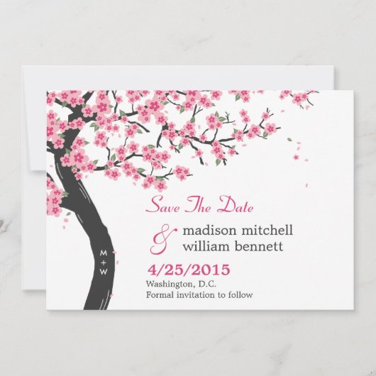 Cherry Blossoms Save the Date Card (Vorderseite)