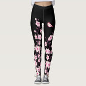 Cherry Blossoms | Schwarzes Rosa Leggings (Vorderseite)