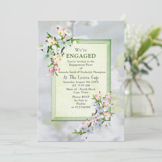 Cherry Blossoms Spring Party Einladung (Stehend Vorderseite)