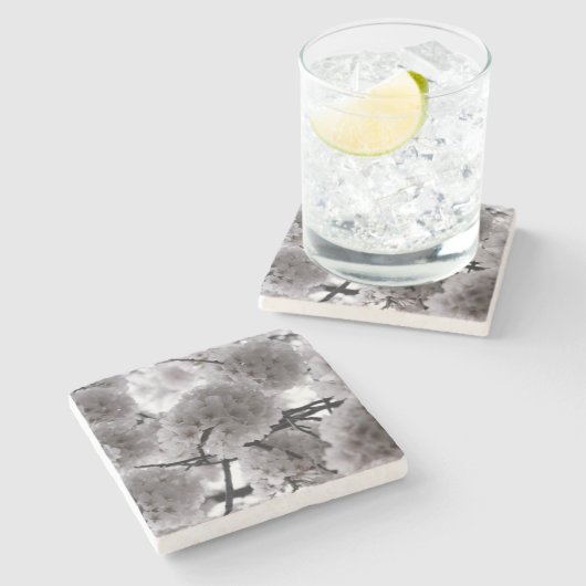 Cherry Blossoms Steinuntersetzer (Seitenansicht)