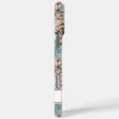 Cherry Blossoms Teal Sakura Print Monogrammed Case-Mate iPhone Hülle (Rückseite / Rechts)