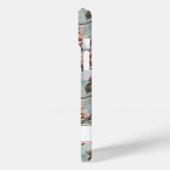 Cherry Blossoms Teal Sakura Print Monogrammed Case-Mate iPhone Hülle (Rückseite / Links)