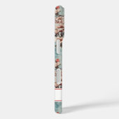 Cherry Blossoms Teal Sakura Print Monogrammed Case-Mate iPhone Hülle (Rückseite / Rechts)