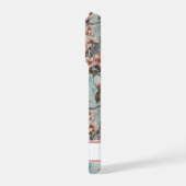 Cherry Blossoms Teal Sakura Print Monogrammed iPhone Hülle (Linke Seite)