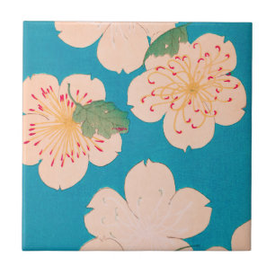 Cherry Blossoms Vintage Japanese Floral Print Fliese