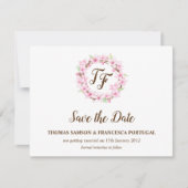 Cherry Blossoms Wasserfarbe Hochzeit speichern das Einladung (Vorderseite)