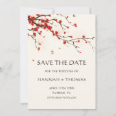 Cherry Blossoms Wasserfarbe Hochzeit speichern das Save The Date (Vorderseite)