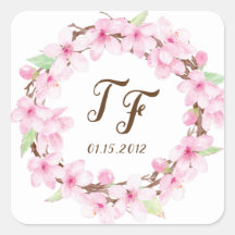 Cherry Blossoms Wasserfarbe Hochzeitskleber