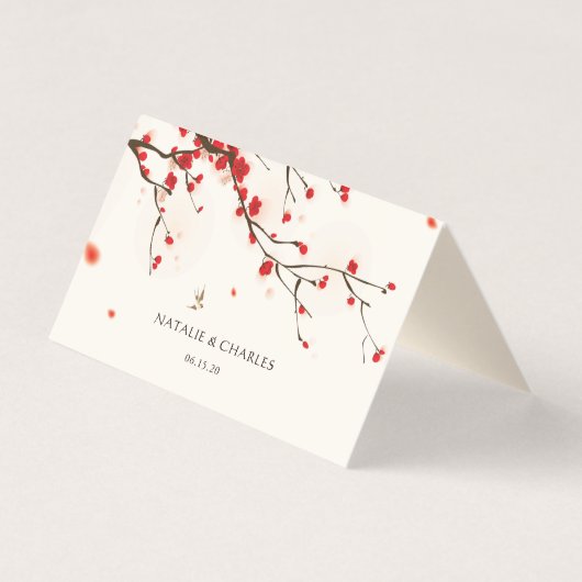 Cherry Blossoms Wasserfarbe Hochzeitsplatz (Rückseite)