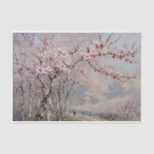 Cherry Blossoms Wasserfarbendekoupage Seidenpapier (Vorderseite)