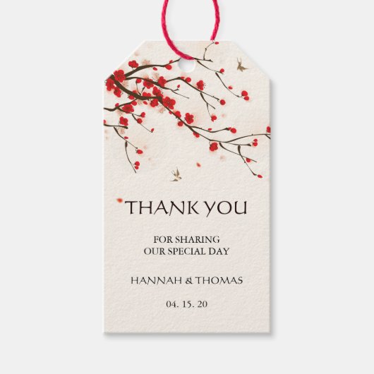 Cherry Blossoms Wasserfarbenfloral Vielen Dank Geschenkanhänger (Vorderseite)