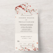 Cherry Blossoms Wasserfarbenhochzeit All In One Einladung (Innen Boden)