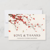 Cherry Blossoms Wasserfarbenhochzeit Danke Karte (Vorderseite)