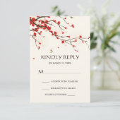 Cherry Blossoms Watercolor Floral Wedding RSVP (Stehend Vorderseite)