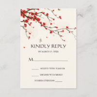 Cherry Blossoms Watercolor Floral Wedding RSVP