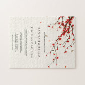 Cherry Blossoms Watercolor Wedding Invitation Puzzle (Horizontal)